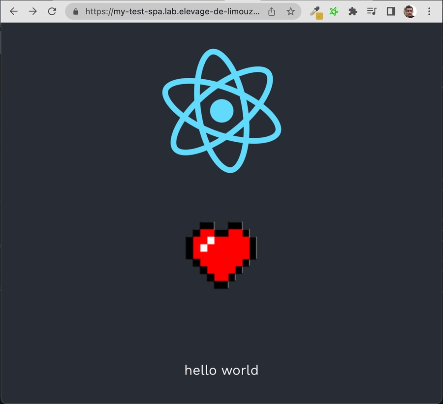 The hello world SPA deployed